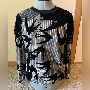 McQ by Alexander McQueen Sparrow Pinstriped w/ Velvet Detail Sweatshirt